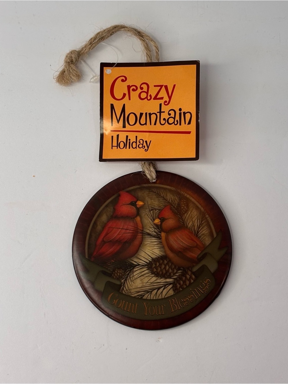 Crazy Mountain by Angela Anderson Cardinals “Count Your Blessings” Ornament 4"
